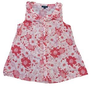 Modcloth women's size small sleeveless ruffle front blouse watermelon and cream